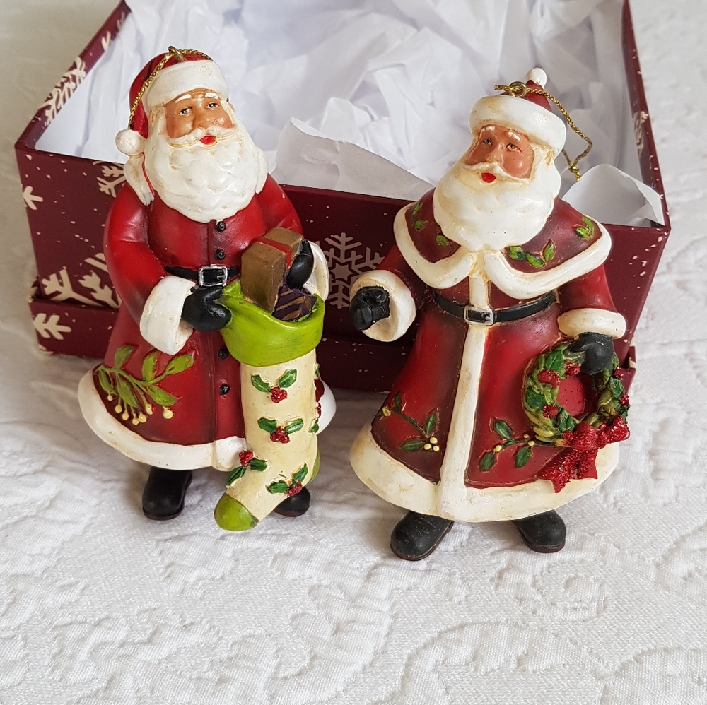 Two Santas Tree Ornaments Decorations